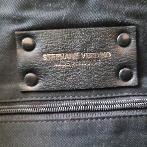 Stephane Verdino Tote Bag Paris Cream Orange Canvas Leather Handles - Picture 14 of 14